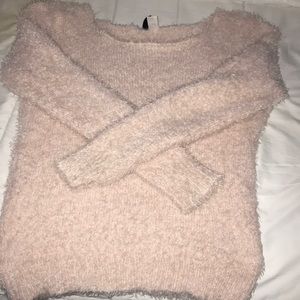 LF Pink Fuzzy Cropped Sweater